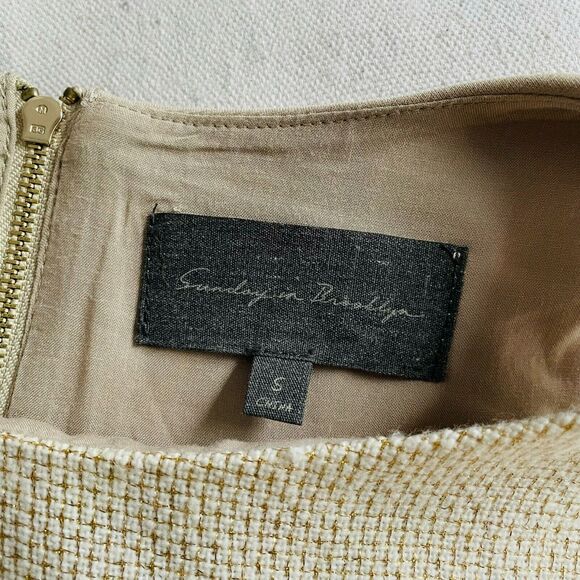 Sunday in Brooklyn Gold Fringe Crop Top Sleeveless Relaxed Fit Tweed Wool Size S - Picture 7 of 9